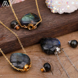 Rainbow Labradorite Essential Oil Bottle Perfume Necklace Women Jewelry