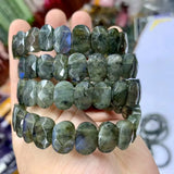 Rainbow Labradorite Stone Beads Bracelet Natural Gemstone Diy Jewelry Bangle