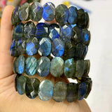 Rainbow Labradorite Stone Beads Bracelet Natural Gemstone Diy Jewelry Bangle