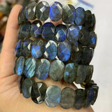 Rainbow Labradorite Beads Bracelet Gemstone Bangle for Gift