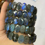 Rainbow Labradorite Beads Bracelet Gemstone Bangle for Gift