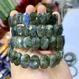Rainbow Labradorite Stone Beads Bracelet Natural Gemstone Diy Jewelry Bangle