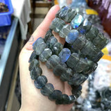 Labradorite Stone Beads Bracelet Natural Gemstone Diy Jewelry Bangle Gift