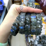 Labradorite Stone Beads Bracelet Natural Gemstone Diy Jewelry Bangle Gift