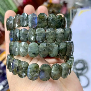 Labradorite Stone Beads Bracelet Natural Gemstone Diy Jewelry Bangle Gift