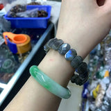 Labradorite Stone Beads Bracelet Natural Gemstone Diy Jewelry Bangle Gift