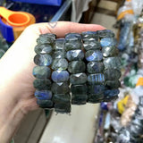 Labradorite Stone Beads Bracelet Natural Gemstone Diy Jewelry Bangle Gift