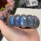 Rainbow Labradorite Stone Bracelet Natural Gemstone Bangle Fine Jewelry