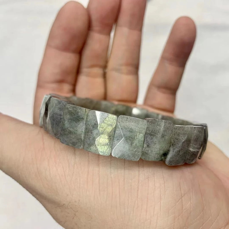 Rainbow Labradorite Stone Bracelet - Natural Gemstone Bangle