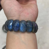 Rainbow Labradorite Stone Bracelet Natural Gemstone Bangle Fine Jewelry