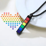 Rainbow Lesbian Pride Necklace LGBTQ Accessories Stainless Steel Bar Pendant