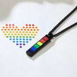 Rainbow Lesbian Pride Necklace LGBTQ Accessories Stainless Steel Bar Pendant