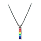 Rainbow Lesbian Pride Necklace LGBTQ Accessories Stainless Steel Bar Pendant