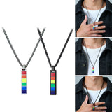 Rainbow Lesbian Pride Necklace LGBTQ Accessories Stainless Steel Bar Pendant