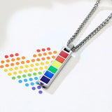 Rainbow Lesbian Pride Necklace LGBTQ Accessories Stainless Steel Bar Pendant