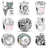 Rainbow Love Ferris Wheel Popcorn Glove Drink Charm Fit Europe Bracelet