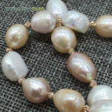 Rainbow Lustrous Pearl & Rose Golden Beads Bracelet