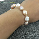 Rainbow Lustrous Pearl & Rose Golden Beads Bracelet