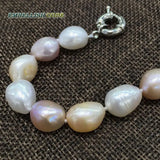 Rainbow Lustrous Pearl Bracelet Mixed Pink Purple Real Freshwater Pearls