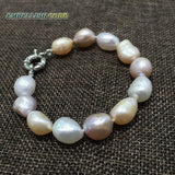 Rainbow Lustrous Pearl Bracelet Mixed Pink Purple Real Freshwater Pearls