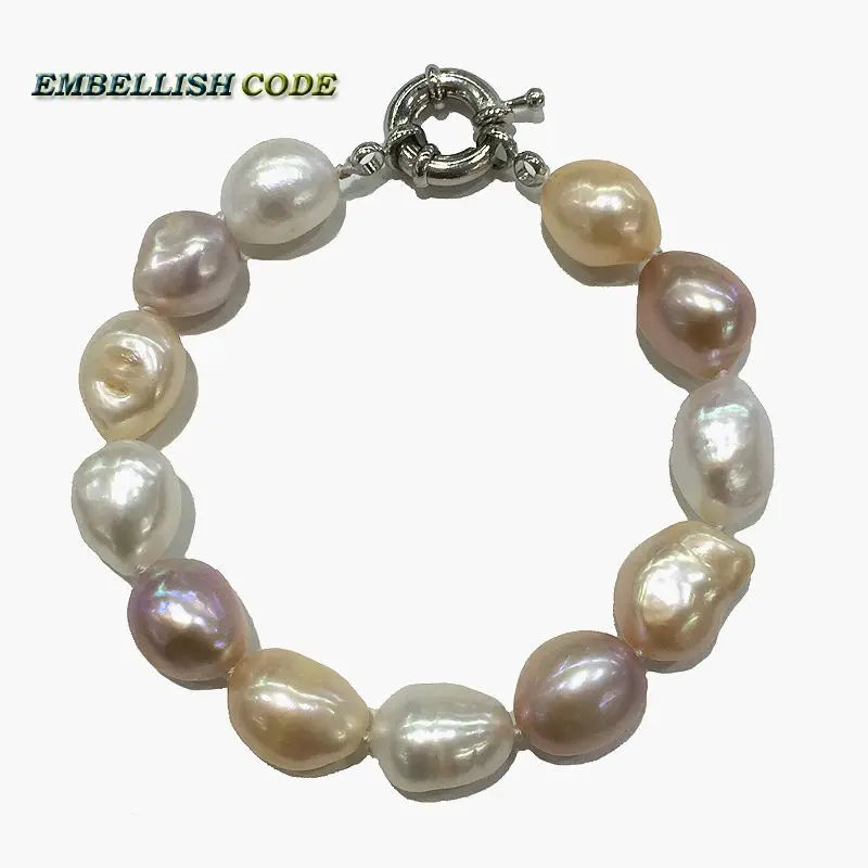 Rainbow Lustrous Pearl Bracelet Mixed Pink Purple Real Freshwater Pearls