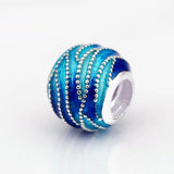 Rainbow Mosaic Ripples Pearlescent Charms Silver Bead