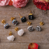 Rainbow Drusy Geode Chip Bead Stud Earrings