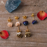 Rainbow Drusy Geode Chip Bead Stud Earrings