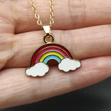 Colorful Rainbow B Pendant Necklace for Women Girls