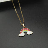 Colorful Rainbow B Pendant Necklace for Women Girls