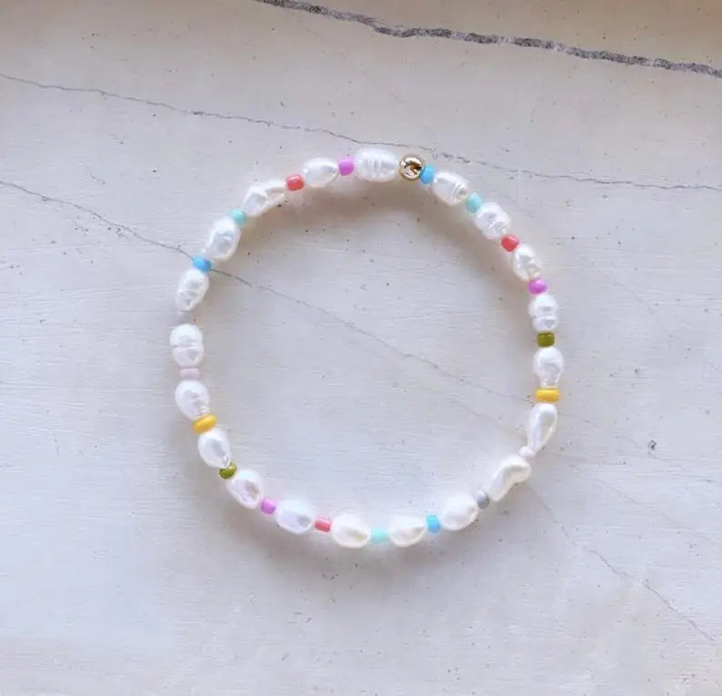 Rainbow Pearl Beaded Bracelet | Personalized Name Bracelet