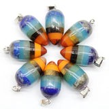 Chakra Pendant Amethysts Tiger Eye Stone Circular Pendants 6pcs