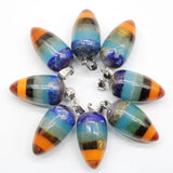 Chakra Pendant Amethysts Tiger Eye Stone Circular Pendants 6pcs
