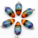 Chakra Pendant Amethysts Tiger Eye Stone Circular Pendants 6pcs