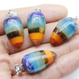 Chakra Pendant Amethysts Tiger Eye Stone Circular Pendants 6pcs