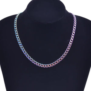 Rainbow/Silver Link Chain Necklace Stainless Steel Jewelry