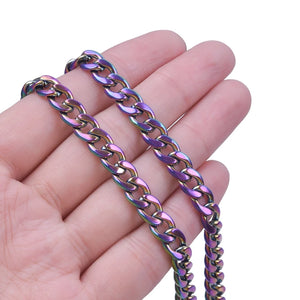 Rainbow/Silver Link Chain Necklace Stainless Steel Jewelry