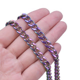 Rainbow/Silver Link Chain Necklace Stainless Steel Jewelry