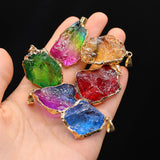 Rainbow Stone Crystal Pendant Natural Irregular Women's Jewelry