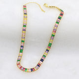 Rainbow Tennis CZ Necklace for Women Crystal Colorful Stone Choker Jewelry