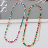 Rainbow Tennis CZ Necklace for Women Crystal Colorful Stone Choker Jewelry