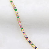 Rainbow Tennis CZ Necklace for Women Crystal Colorful Stone Choker Jewelry
