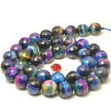 Rainbow Tiger's Eye Faceted Round Beads for DIY Jewelry