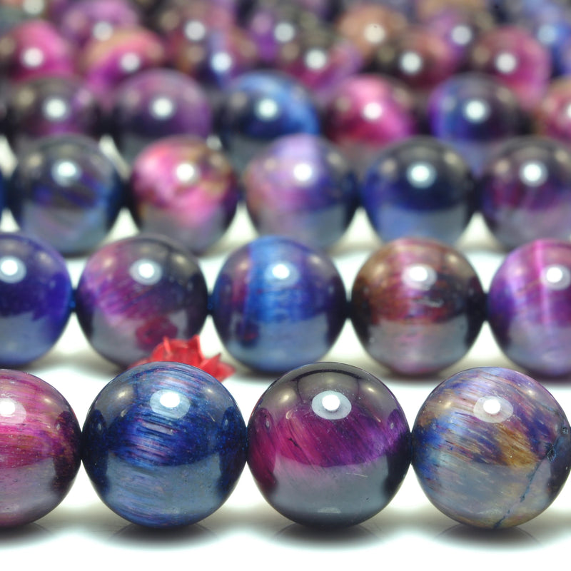 Rainbow Tiger's Eye Smooth Round Beads for DIY Jewelry Making