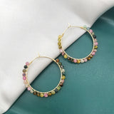 Rainbow Tourmaline Earring Hoops Faceted Stones Wire Wrap