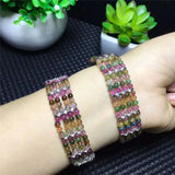 Rainbow Tourmaline Stone Bead Bracelet for Women