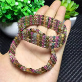 Rainbow Tourmaline Stone Bead Bracelet for Women