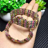 Rainbow Tourmaline Stone Bead Bracelet for Women