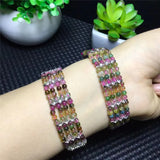 Rainbow Tourmaline Stone Bead Bracelet for Women