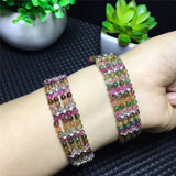 Rainbow Tourmaline Stone Bead Bracelet for Women